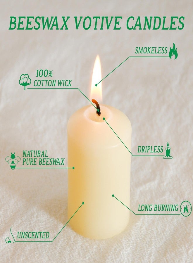 ENCANLIGHT Beeswax Votive Candles, 16-Pack Natural Bees Wax Candles Bulk, 9 Hours Long Burning, Unscented & Smokeless Pure Beeswax Candle 1.37 x1.85 Inches for Wedding, Birthday, Prayers, Relax - Image 3